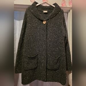 Cozy Bk Knit 100% Wool Cardigan with Button